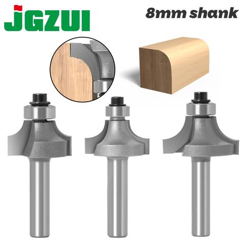 3pc 8mm Shank Round-Over Router Bits for wood Woodworking Tool 2 flute endmill with bearing milling cutter Corner Round Over Bit ► Photo 1/6