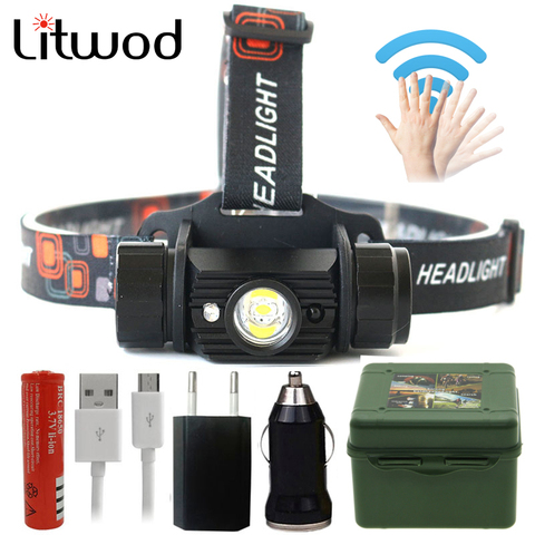 LED Headlamp Mini IR Sensor Headlight Induction Usb Rechargeable Bicycle Riding Lantern Flashlight Head Torch Litwod Lithium Ion ► Photo 1/6