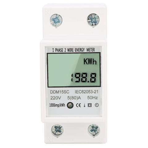 5-80A DDM15SC Power Meter LCD Digital Display Single Phase DIN-Rail Electronic Energy KWh Meter ► Photo 1/6