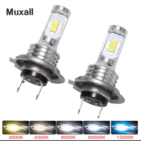 Muxall LED CSP Mini H7 LED Lamps For Cars Headlight Bulbs H4 led H8 H11 Fog Light HB3 9005 HB4 Ice Blue 8000K 3000K Auto 12V ► Photo 1/6