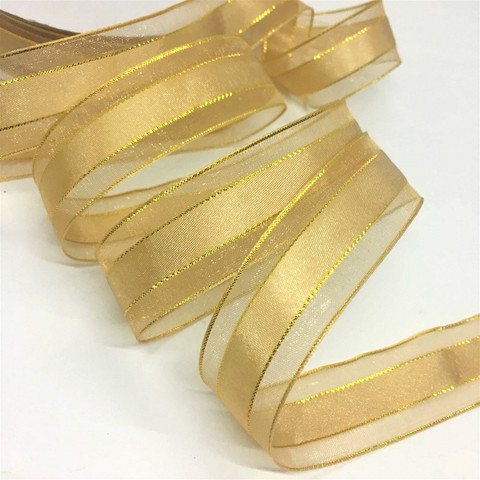 2.2cm 10Y 25 Color Gold SilverLurex Organza Satin Ribbon For Handmade Craft Gift Floral Packing Cakebox Marriage Christmas Deco ► Photo 1/6