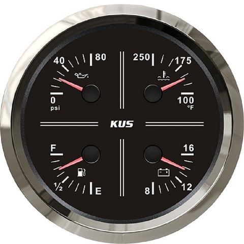 KUS Multifunctional Gauge Oil Pressure Fuel Level Water Temp 12V Voltmeter 110mm With Backlight ► Photo 1/2