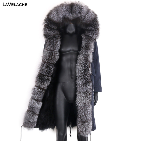 Men Real Fur Coat Winter Jacket Man X-Long Parka Waterproof Outerwear Natural Fox Fur Collar Thick Warm Streetwear Russian ► Photo 1/6