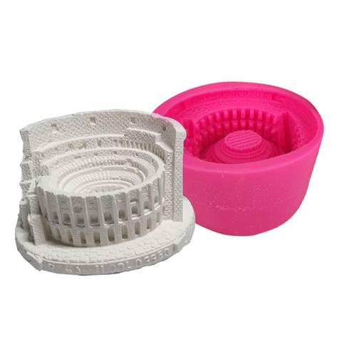 Innovative 3D Toy Coliseum Silicone Mold Flower Pot Concrete Cement Italy Coliseum Ornament Tray Mold Home Gardening Decoration ► Photo 1/6