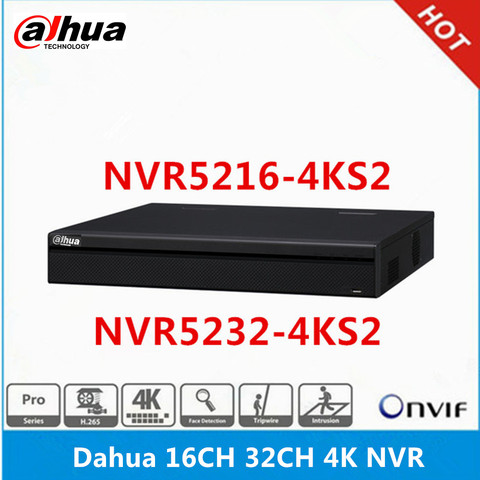 Dahua English version NVR5208-4KS2 8ch & NVR5216-4KS2 16ch & NVR5232-4KS2 32ch Network Video Recorder without PoE ports 4K NVR ► Photo 1/2