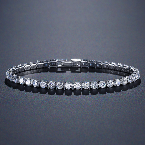 solid 925 sterling silver 4mm 17cm 19CM CZ tennis bracelet bangle for women wedding fashion jewelry wholesale party gift S4777 ► Photo 1/6