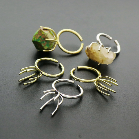 15MM long prong irregular stone adjutable brass ring settings DIY supplies 1294137 ► Photo 1/6