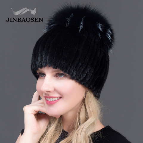 ski caps Middle aged women in the winter mink fur women's knitted sweater hat fashionable fashion European and American style ► Photo 1/6