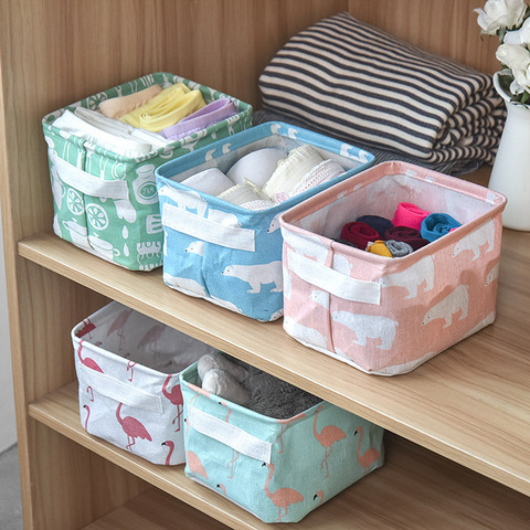 Linen Desktop Storage Box Waterproof Toy Sundries Storage Basket Cosmetic Underware Storage Organizer Office Stationery ► Photo 1/6