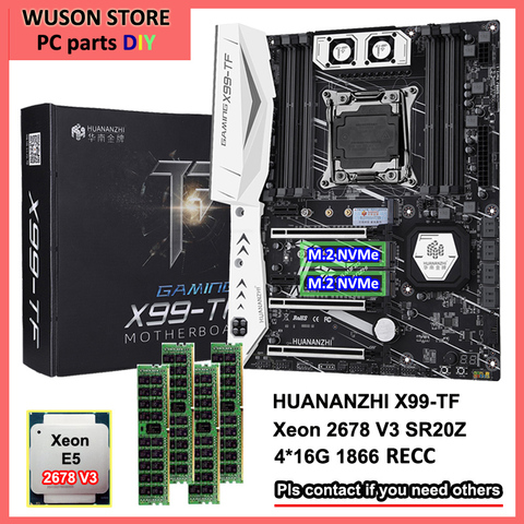 HUANANZHI X99-TF motherboard with Xeon processor 2678 V3 SR20Z 2.5GHz REG ECC memory 64G(4*16G) 1866 computer parts DIY service ► Photo 1/4