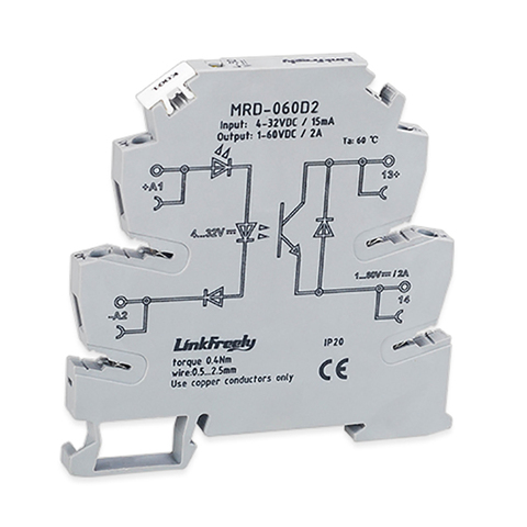 MRD Integrated Slim Solid State Relay SSR DC to DC Input 4-32VDC Output 1-60VDC PLC Programmable Voltage Relay Module Din Rail ► Photo 1/6