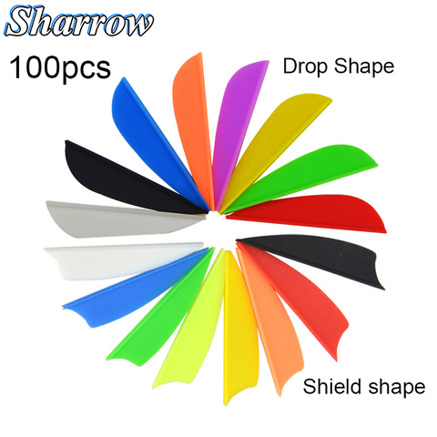 100pcsArrow Feather Archery Hunting Shooting 1.75 Inch Plastic Feather Vanes 8 Color Rubber Feather Fletching DIY Arrow ► Photo 1/6