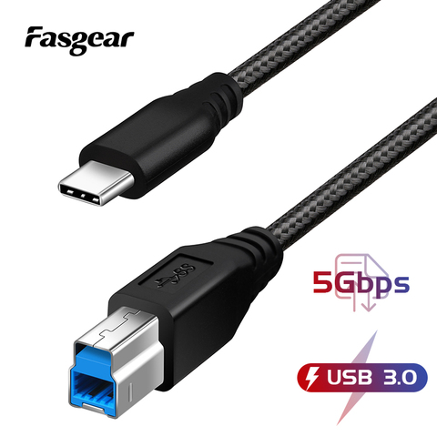 Fasgear USB 3.0 Printer Cable USB Type C To B Male 5 Gbps Fast Speed Cord for MacBook HP Computer PC Laptop Scanner USB Printer ► Photo 1/5