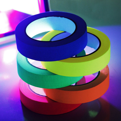 6pcs/Set Fluorescent Tape UV Blacklight Reactive Glow In The Dark Tape Neon Gaffer Tape Safety Warning For Home Decor ► Photo 1/6