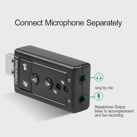 kebidu USB 7.1 External USB AUDIO SOUND CARD ADAPTER VIRTUAL 2.0 Mic Speaker Audio Headset Microphone 3.5mm Jack Converter ► Photo 1/6