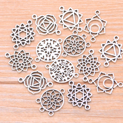 PULCHRITUDE 30 Pcs Mix 8 Styles Photo Color Zinc Alloy Retro Pendants Porous Connectors Linker For DIY Charm Jewelry Accessorie ► Photo 1/6