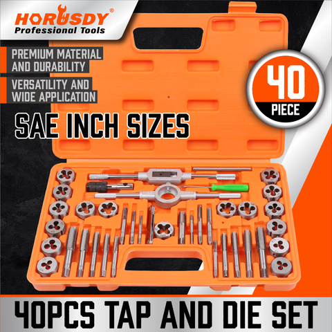 HORUSDY 40-Piece Tap and Die Set | SAE Inch Sizes | for Coarse and Fine Threads Tool ► Photo 1/6