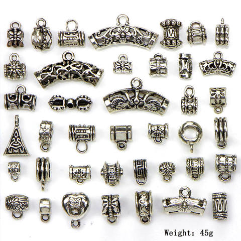 40pcs/set Antique Silver Connector Charms Crafts Bail Beads Pendant Clasp Bracelet Connector Diy Jewelry Making Accessories ► Photo 1/6