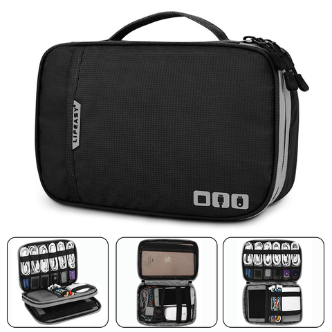 Electronic Accessories Thicken Cable Organizer Bag Portable Case for Hard Drives, Cables, Charge, Kindle, iPad mini-Black ► Photo 1/6