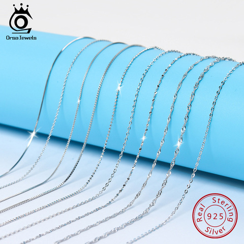 ORSA JEWELS Real Silver 925 Necklace Chain Initial Link 16-24 Inches Twisted Box Snake Chain Women Men Necklaces  SC06 ► Photo 1/6