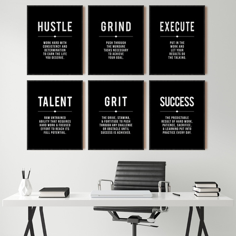 Grind Hustle Success Motivational Posters and Prints Office Decor Modern Art Entrepreneur Motivation Canvas Painting Pictures ► Photo 1/6
