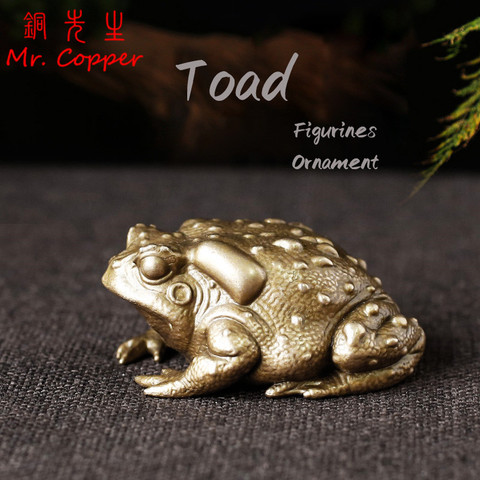 Brass Golden Toad Lucky Tea Pet Vintage Simulation animal Figurines Miniatures Home Office Desk Ornament Car Decoration Crafts ► Photo 1/6