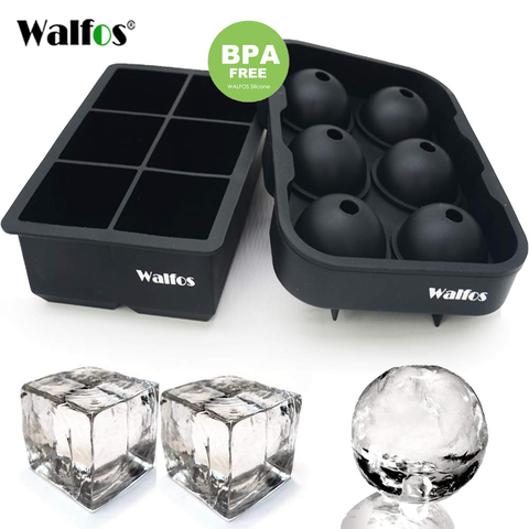 WALFOS Large Size 6 Cell Ice Ball Mold Silicone Ice Cube Trays Whiskey Ice Ball Maker 6 Silicone Molds Maker For Party Bar ► Photo 1/6