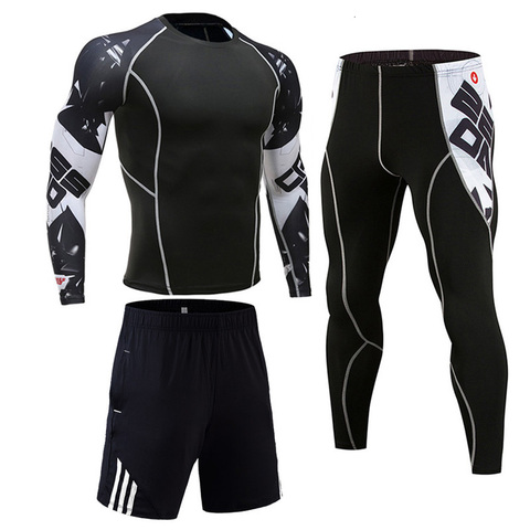 Gym Men's Running Fitness Sportswear Athletic Physical Training Clothes Sports Suits Workout Jogging Rashguard Men's Kit ► Photo 1/6