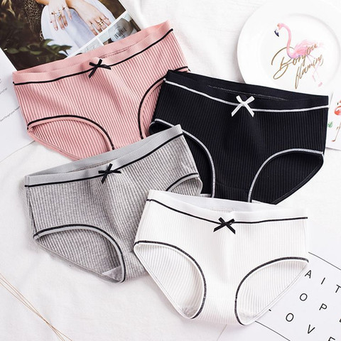 4Pcs/Lot Cotton Underwear Cute Knot Soft Breathable Briefs Young Panties Solid Girl Children Clothes ► Photo 1/1