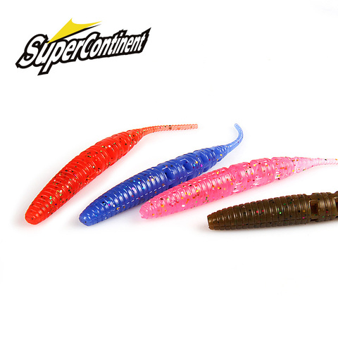 2022 Supercontinent Fishing Soft 9CM/10pcs Worm Lures Ice Fishing Bait Soft Polaris Sinking Lure Pesca Cheap Fishing Tackle ► Photo 1/6