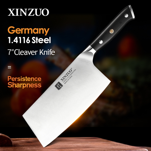 XINZUO 7'' inch Cleaver Meat Knife German 1.4116 Stainless Steel with Ebony Handle Kitchen Chef Knives Brand Cooking Tools ► Photo 1/6