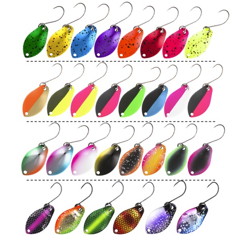 Jerry 2g 3g ultralight micro area trout spoon kit spinners baubles glitters UV color glowing fishing lures set ► Photo 1/6