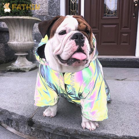 FATHIN Reflective Flashing Light Dog Clothes Adidog French Bulldog Pupreme Shirt Dog Windbreaker Dog Hoodies Pet Clothes S-5XL ► Photo 1/6