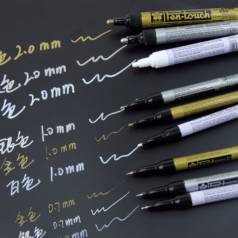 Sakura Art Marker Paint Silver Gold White Color Permanent Ink Drawing Signature for Ceramic Wood Metal School F6863 ► Photo 1/6