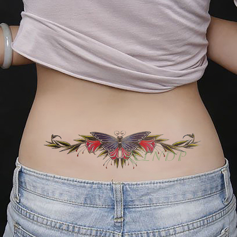 Waterproof Temporary Tattoo Sticker Butterfly Flower wing fake tatto flash tatoo tatouage temporaire waist chest for women girl ► Photo 1/6