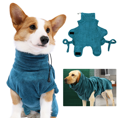 Dog Bathrobe Super Absorbent Dog Bathing Suit for Small Medium Large Dogs Quick-Drying Pet Bath Towel Warm Dog Clothing Corgi ► Photo 1/6