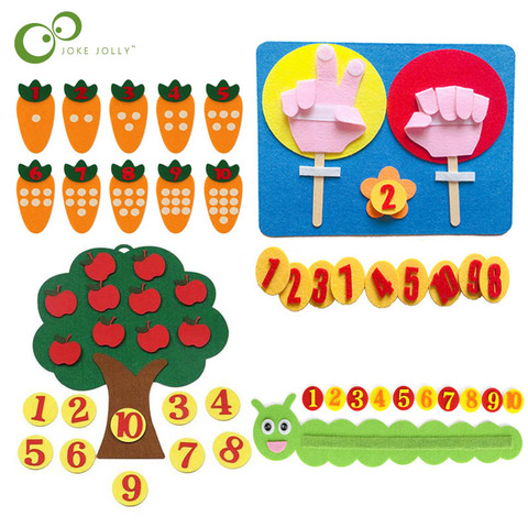 1Set Montessori Educational Toy Children Puzzle DIY Handmade Math Toys Kindergarten Apple Tree Carrot Digital Teaching Aids ZXH ► Photo 1/6