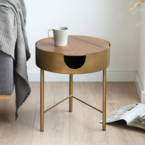 Nordic Style Modern Round, Small Round Coffee Table With Storage