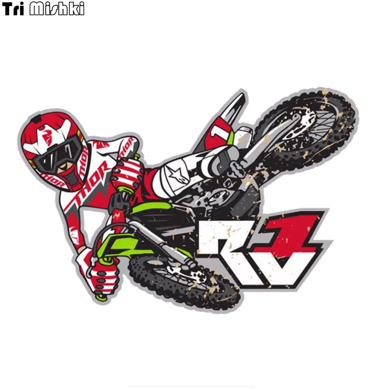 Three Ratels LCS030# 15x15cm motocross ride the bike colorful car sticker  funny stickers styling removable decal