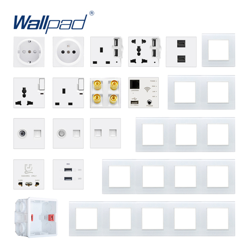 Wallpad DIY Module White Glass Panel Wall Power Socket Electrical Outlet S6 Function Key Free Combination ► Photo 1/6