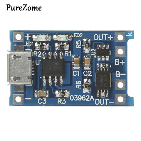 Lithium Battery Charge+Protection 2-In-1 Circuit Board 5V 1A 2A Micro USB Module ► Photo 1/6