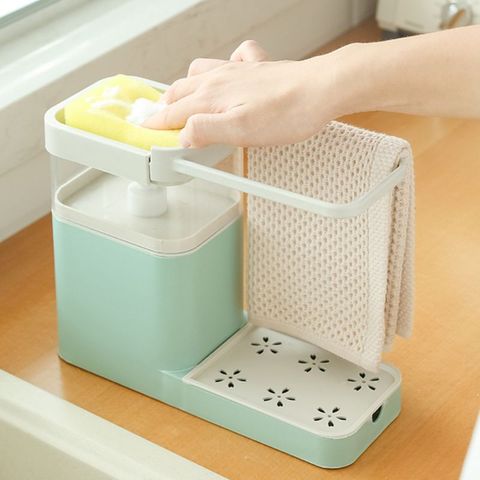 3 in 1 Soap Pump Dispenser Cleaning Liquid Container Sponge Holder Dishcloth Towel Rag Hanger Drain Organizer for Kitchen Bathro ► Photo 1/5