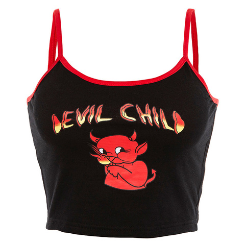 Halloween Devil Print Crop Vest Top Casual Summer Women Ladies Clubwear Camisole Tank Sun-Tops ► Photo 1/6