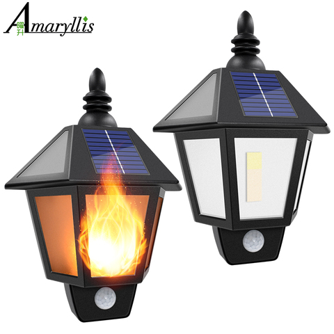 Solar Lights Solar Flame Flickering Dancing Wall Lamp Outdoor Waterproof Led Solar Landscape Decoration Lighting Security Light ► Photo 1/6