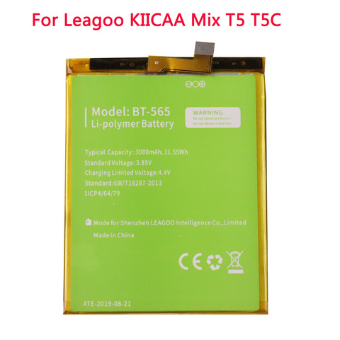 High Quality Original BT-565 BT-566 3000mAh Battery For Leagoo KIICAA Mix T5 T5C BT565 BT566 Mobile Smart Phone Parts Batterie ► Photo 1/3