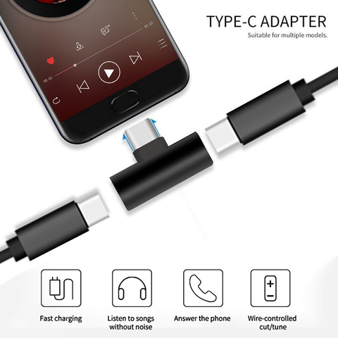 Dual Type C Adapter For Huawei P30 Mate 20 Mate 30 Pro lite Oneplus 7 7t pro USBC 3.5mm Aux Splitter Tupe c AUX Converter typ c ► Photo 1/6