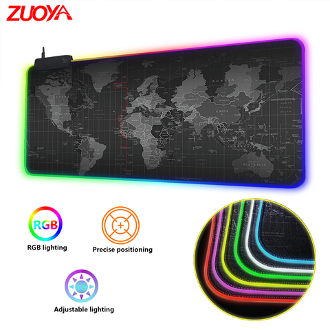 RGB Large Mouse Pad Gaming Mousepad Anti-slip Natural Rubber Gaming Mouse Mat with Locking Edge Computer Keyboard Desk LED Pad ► Photo 1/6