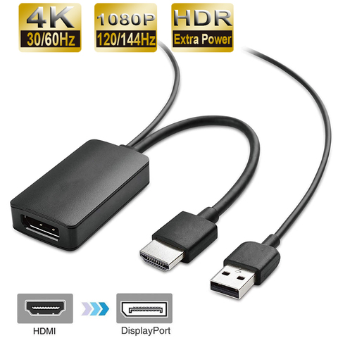 Navceker 4K@60Hz HDMI to Displayport Cable 1080@120Hz HDMI to DP Converter Adapter HDMI 2.0 to Displayport for PS5 PS4 Pro XBox ► Photo 1/1