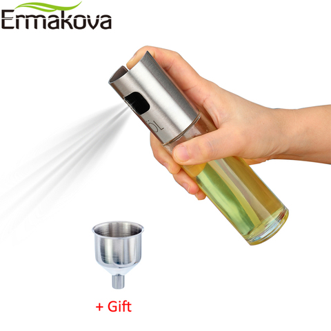 ERMAKOVA 100ml Glass Olive Oil Spray Sprayer Dispenser Soy Sauce Vinegar Bottle for BBQ Grilling Cooking Salad Bread Baking ► Photo 1/6