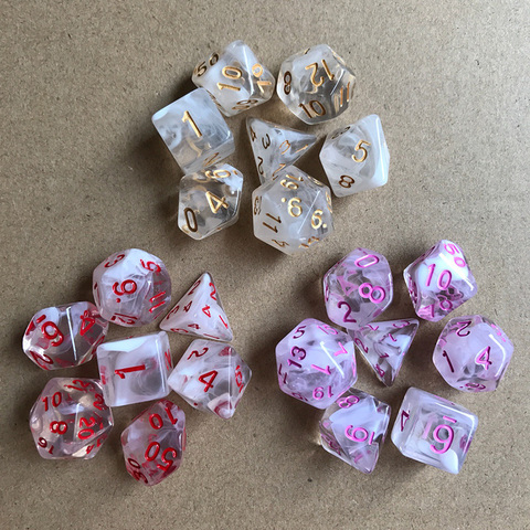 11 Kinds Transparent/Opaque two-color Digital Dice With Pearlized Effect Dice Set 7PCS/LOT Polyhedral Dice ► Photo 1/6